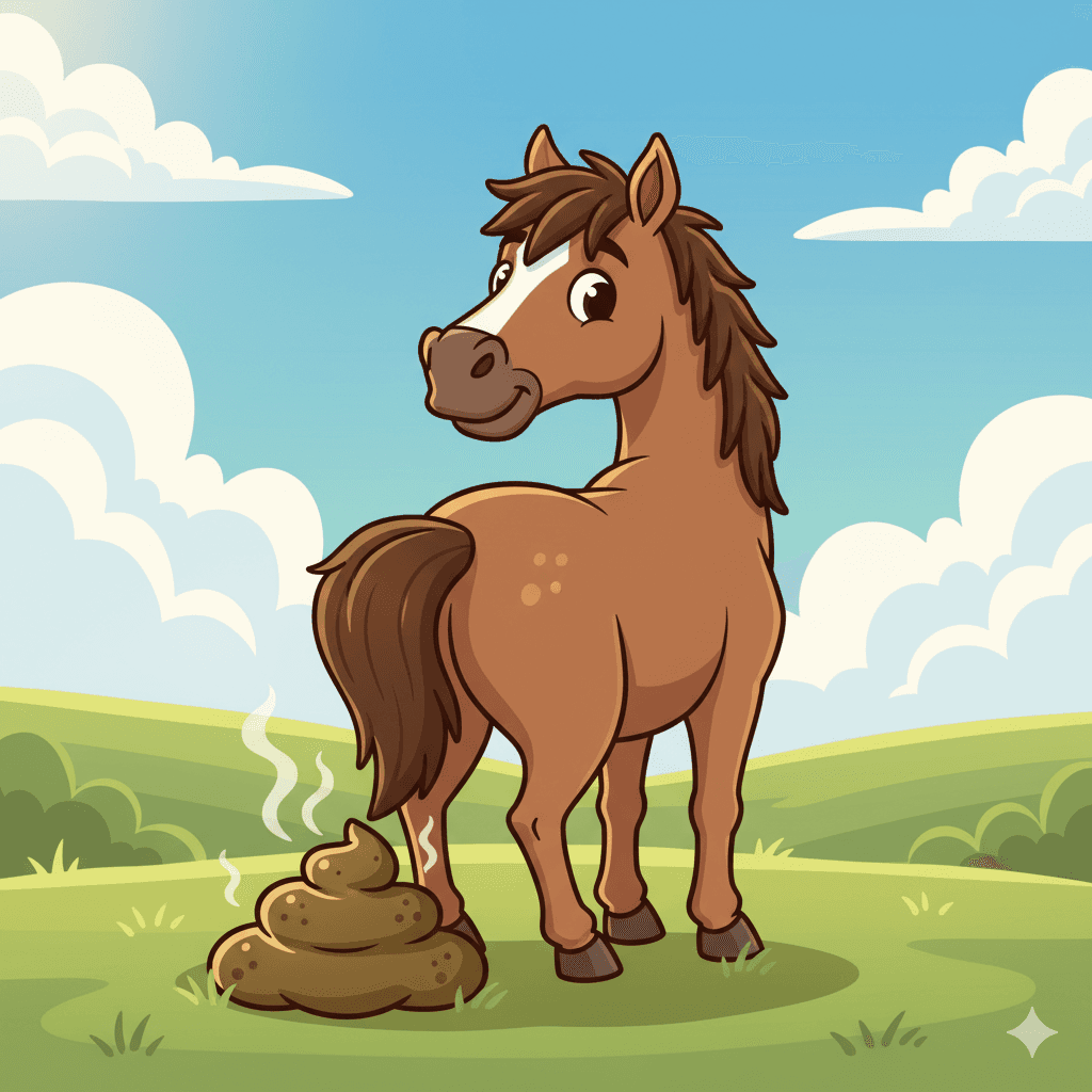 Cartoon horse with poop - SendSomePoop mascot